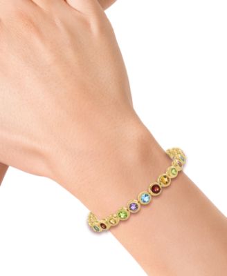 EFFY&reg; Multi-Gemstone Bezel Tennis Bracelet (6-3/4 ct. t.w.) in Gold Over Silver