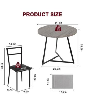 Round Dining Table Set for 2 – Compact Kitchen Dinette with Upholstered Chairs for Small Spaces, Apartments, or Breakfast Nooks