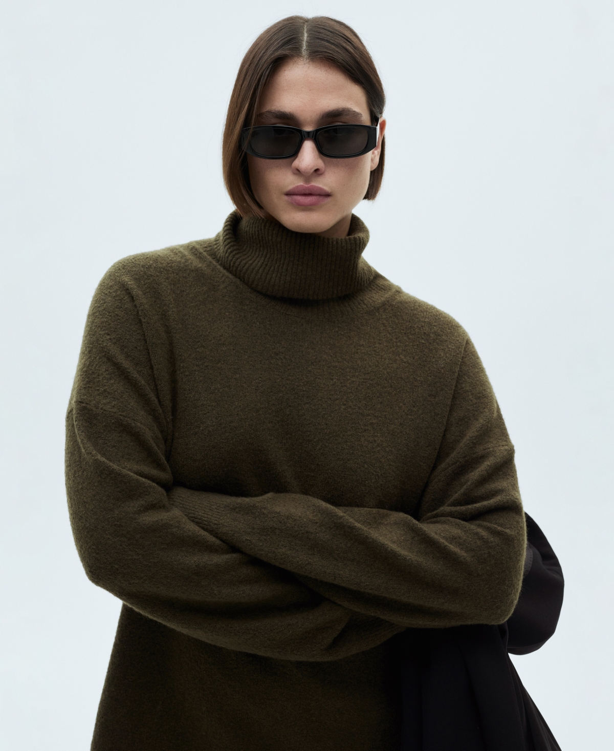 Shop Mango Women's Short Turtleneck Knitted Dress In Khaki