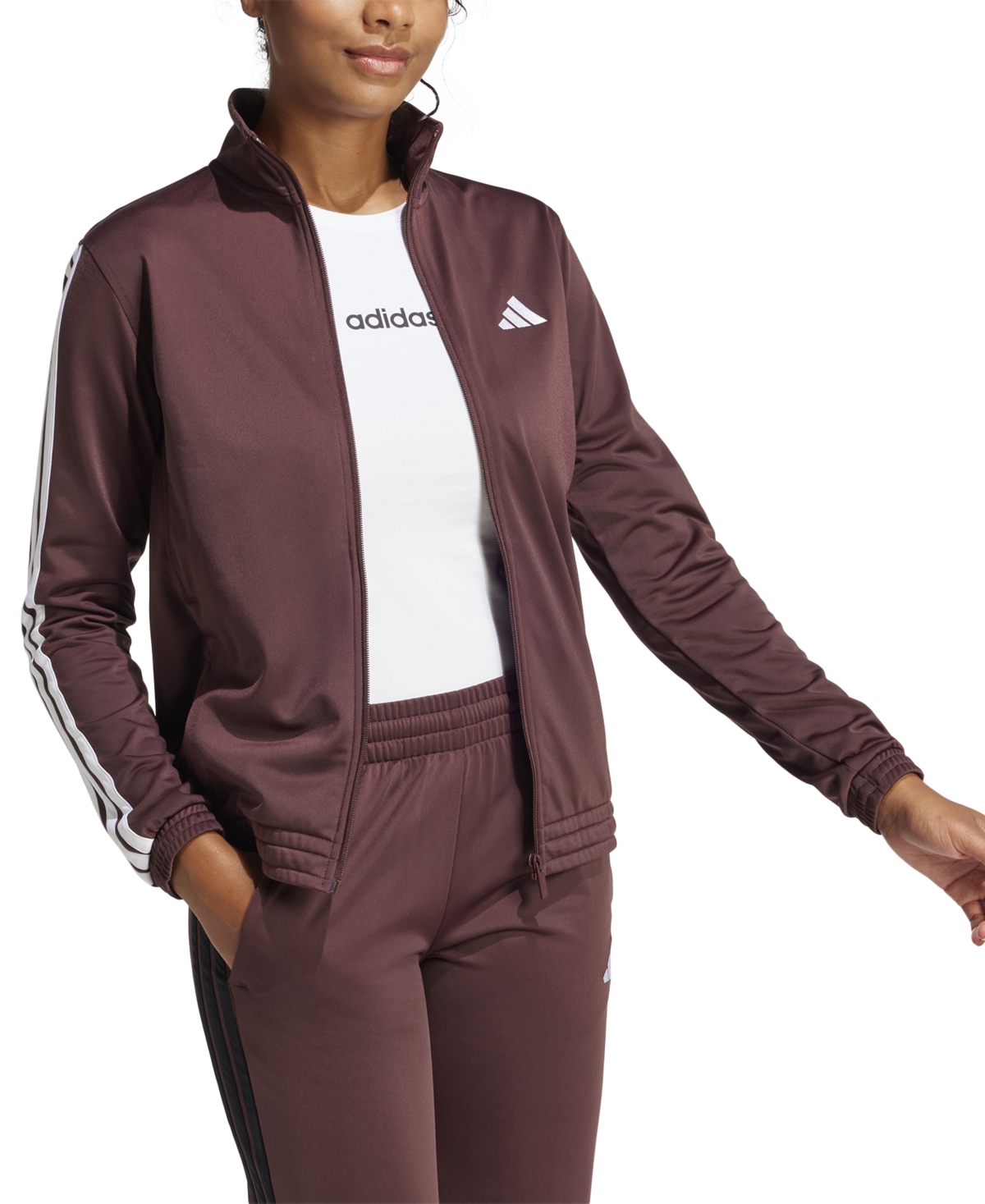 Adidas Originals Women's Tricot 3-stripes Track Jacket In Aurora Ruby,white