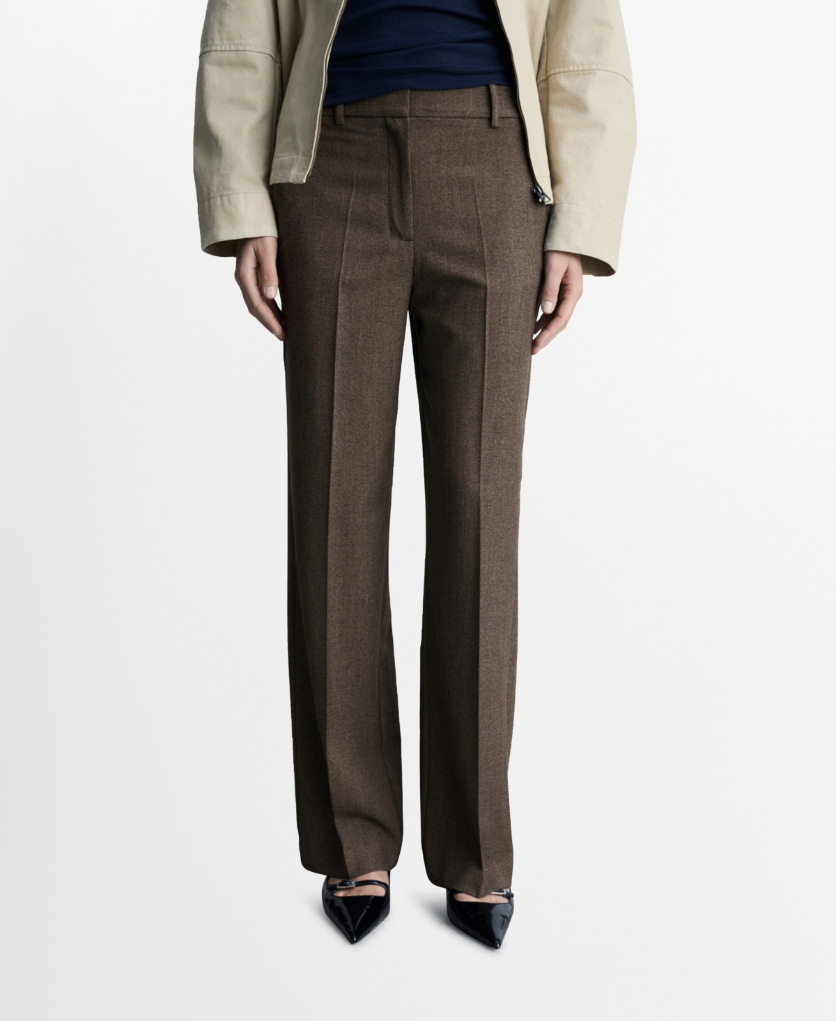 Shop Mango Women's Flowy Straight-fit Pants In Brown