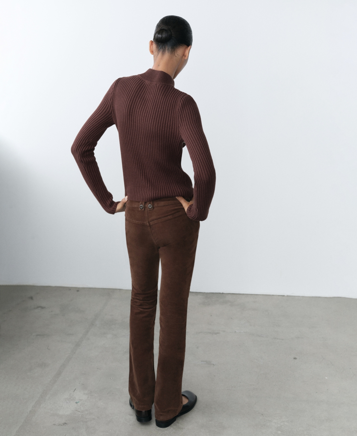 Shop Mango Women's Flared Corduroy Trousers In Brown
