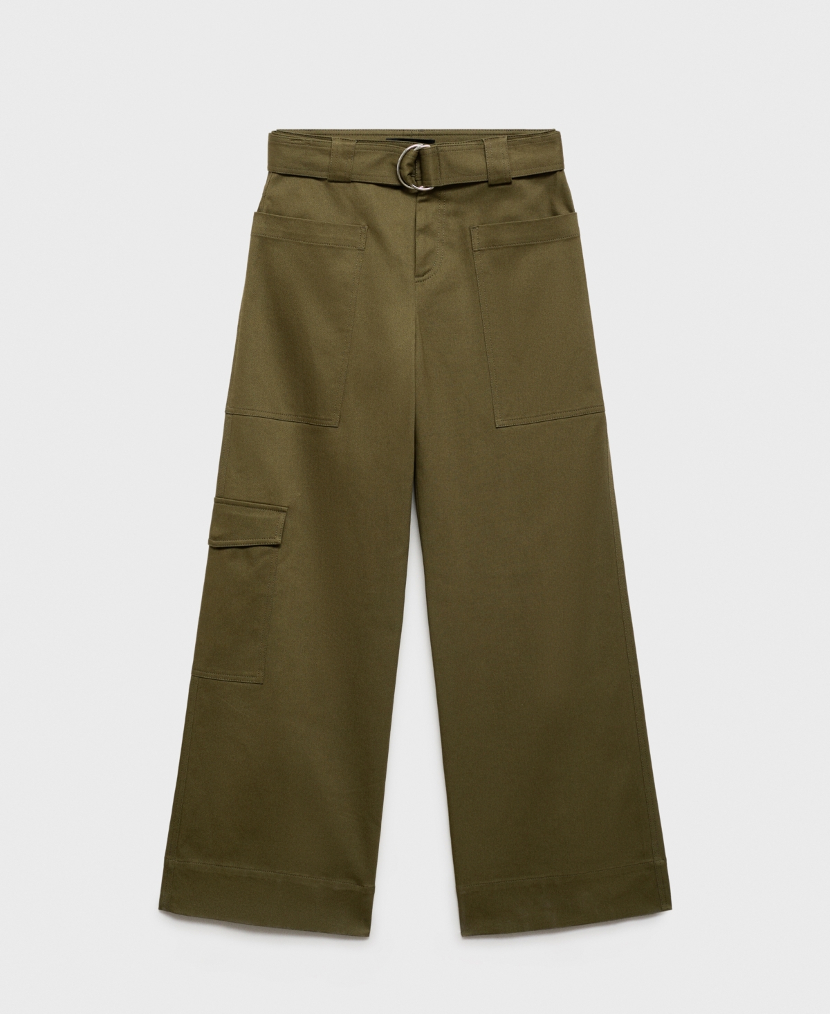 Shop Mango Women's Belt Cargo Trousers In Khaki
