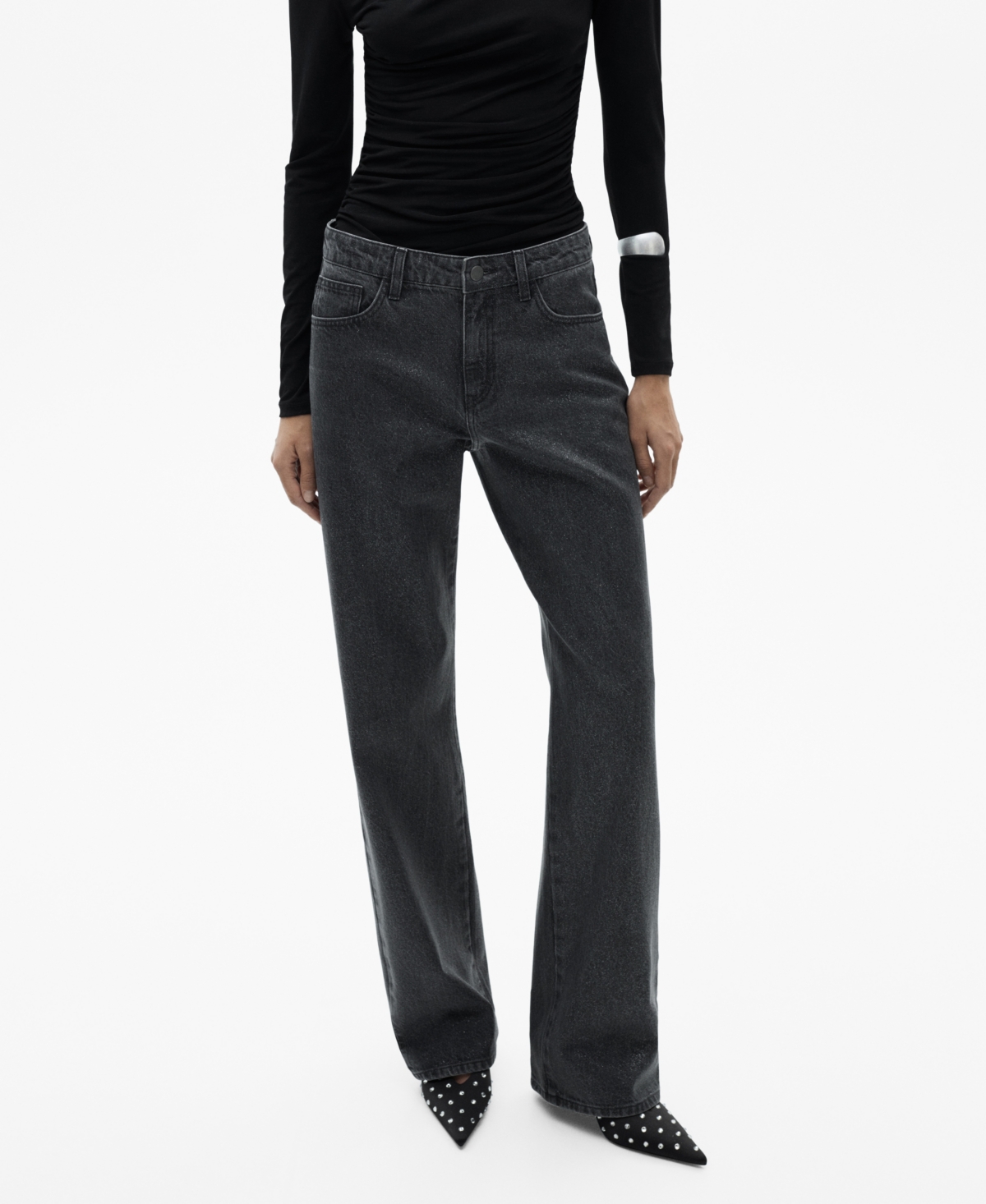 Mango Women's Shiny Straight-Leg Jeans
