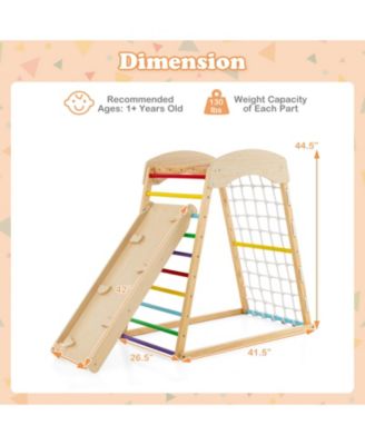 6-in-1 Jungle Gym Wooden Indoor Playground with Double-Sided Ramp and Monkey Bars