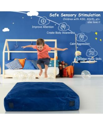 57 x 57 Inch Crash Pad Sensory Mat with Foam Blocks and Washable Velvet Cover