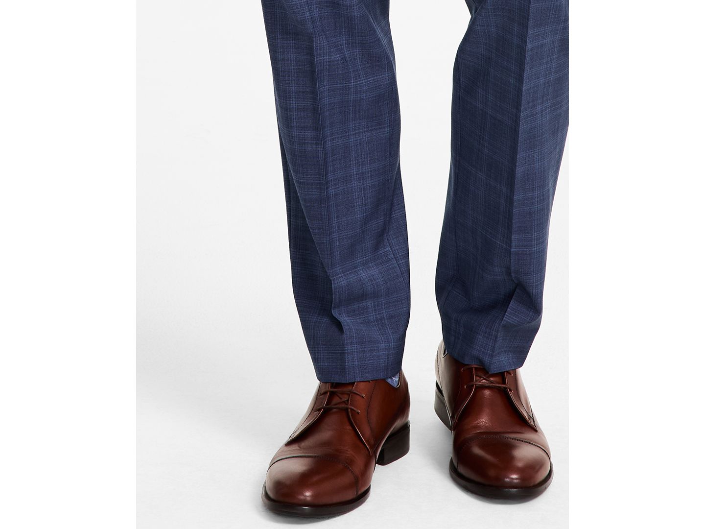 Мужские брюки Calvin Klein Slim-Fit Wool-Blend Plaid Suit, цвет: Синий — фото 5