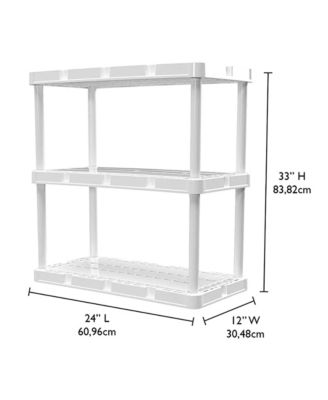 3 Shelf Knect-A-Shelf Fixed Height Light Duty Storage Unit,White