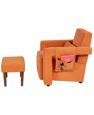 Modern Berber Fleece Single Sofa Chair with Ottoman and Waist Pillow