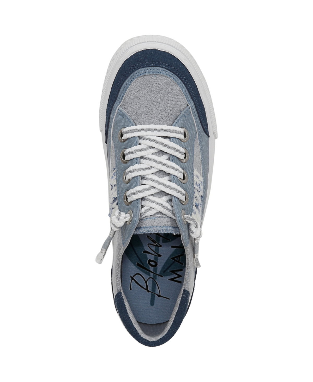 Shop Blowfish Malibu Women's Alex Round Toe Lace Up Sneakers In Foggy Blue Faux Leather