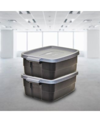 Roughneck Tote 10 Gallon Storage Container, Black/Cool Gray (6 Pack)