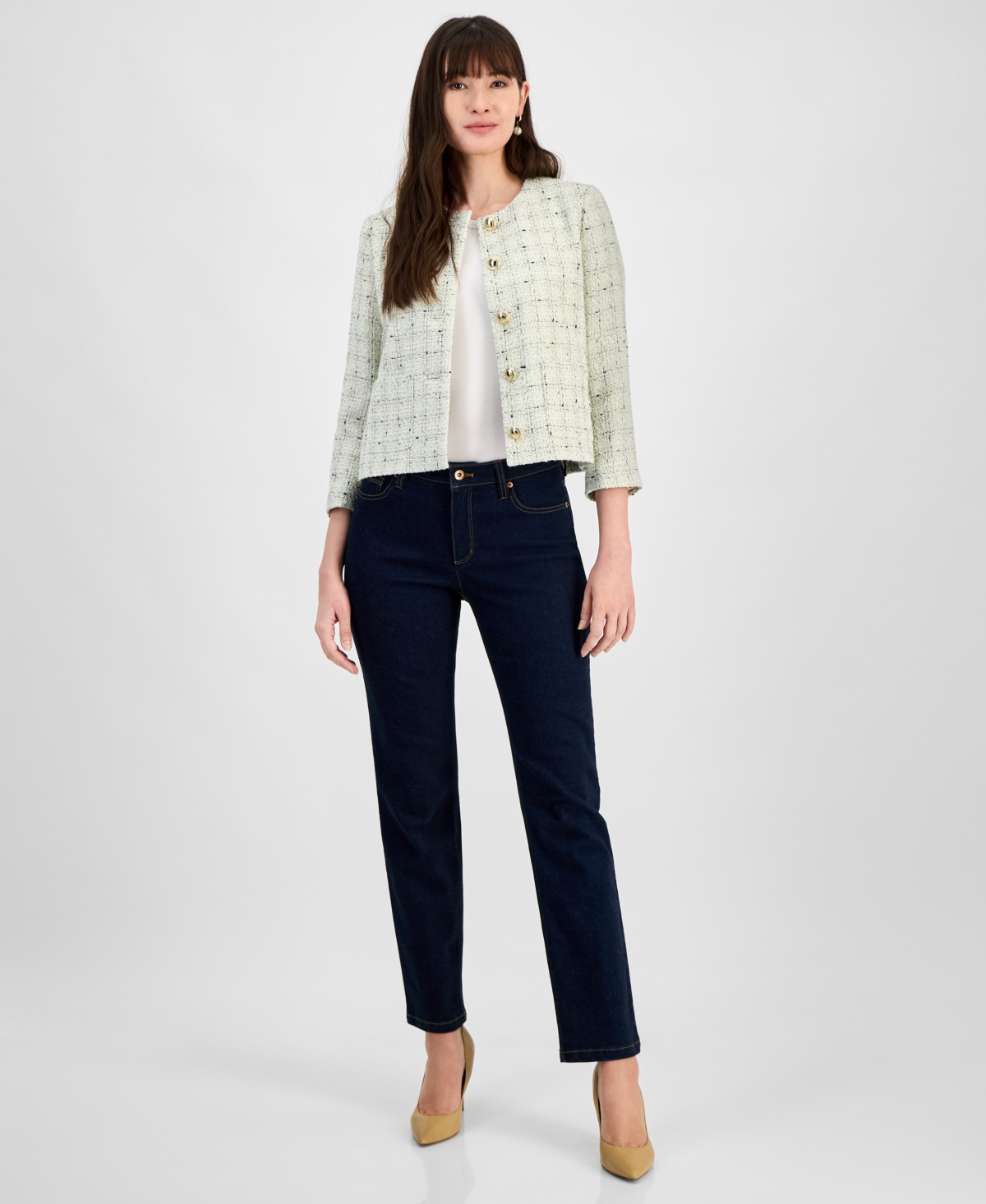 ANNE KLEIN WOMEN'S TWEED JACKET 