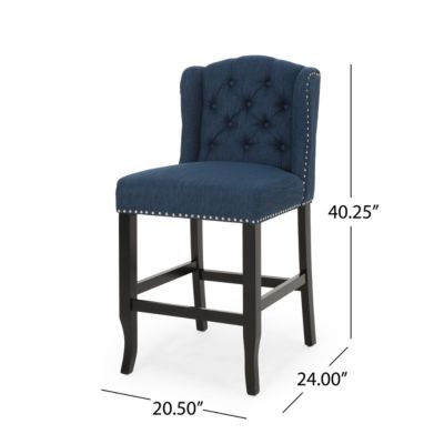 Set of 2 Wingback Counter Stools with Button-Tufted Back & Nailhead Accents-The Pop Home