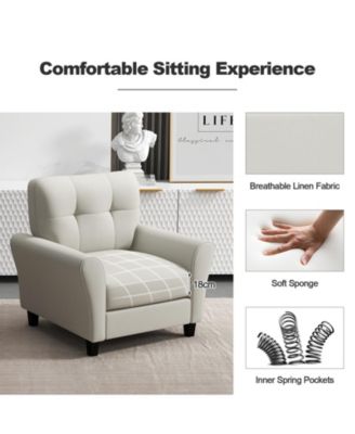 Modern Upholstered Accent Chair with Rubber Wood Legs