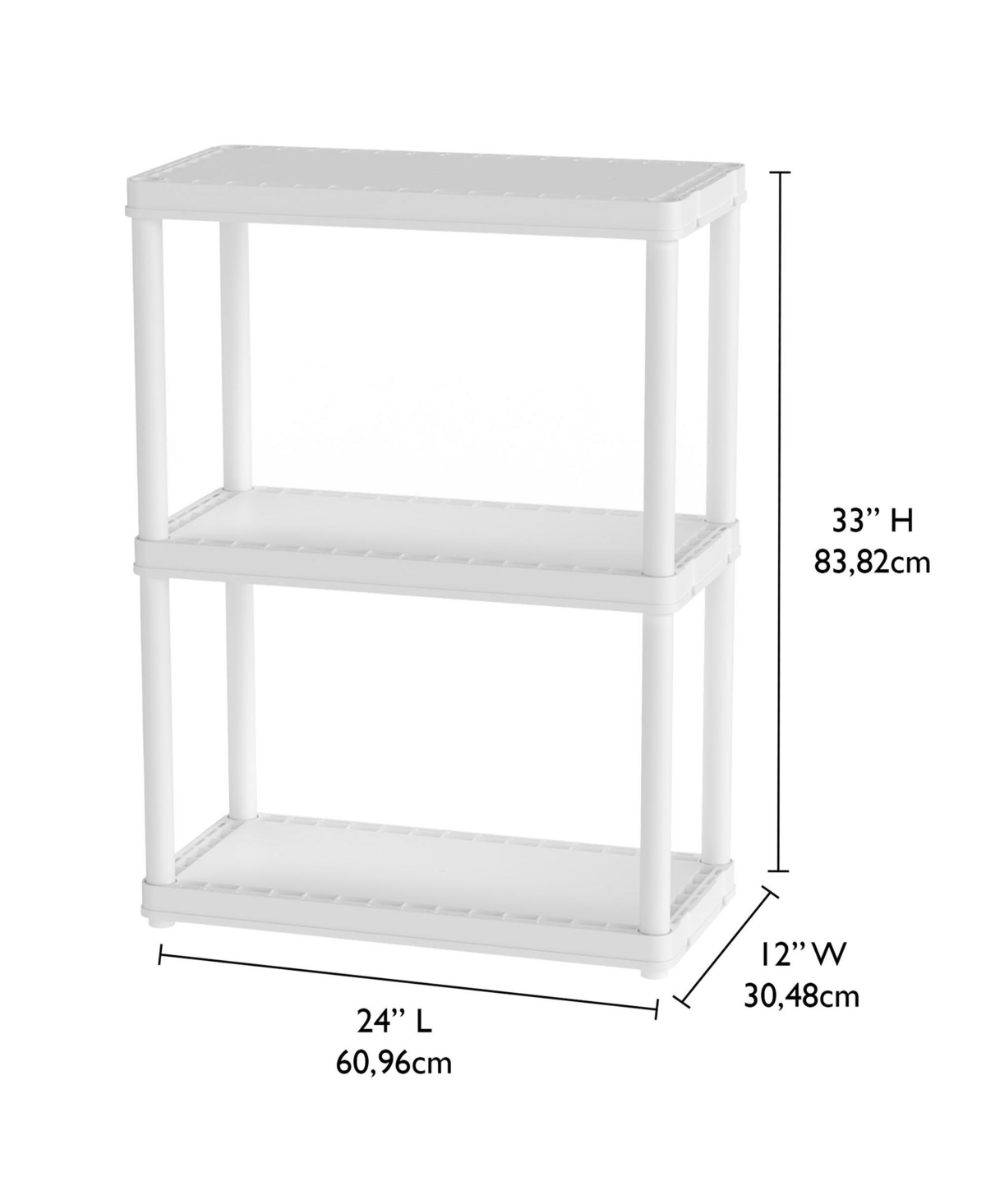 Gracious Living 3 Shelf Fixed Height Light Duty Storage Unit,(2 Pack) - White