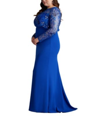 Plus Size Garnet Sequin Embroidered Blouson Gown