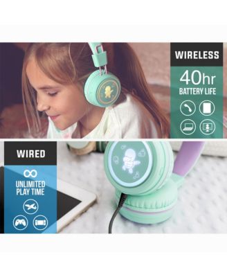 KidJamz KJ55BT Safe Listening Bluetooth Wireless Headphones for Kids w/ LED Lights