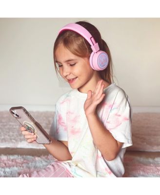 KidJamz KJ55BT Safe Listening Bluetooth Wireless Headphones for Kids w/ LED Lights