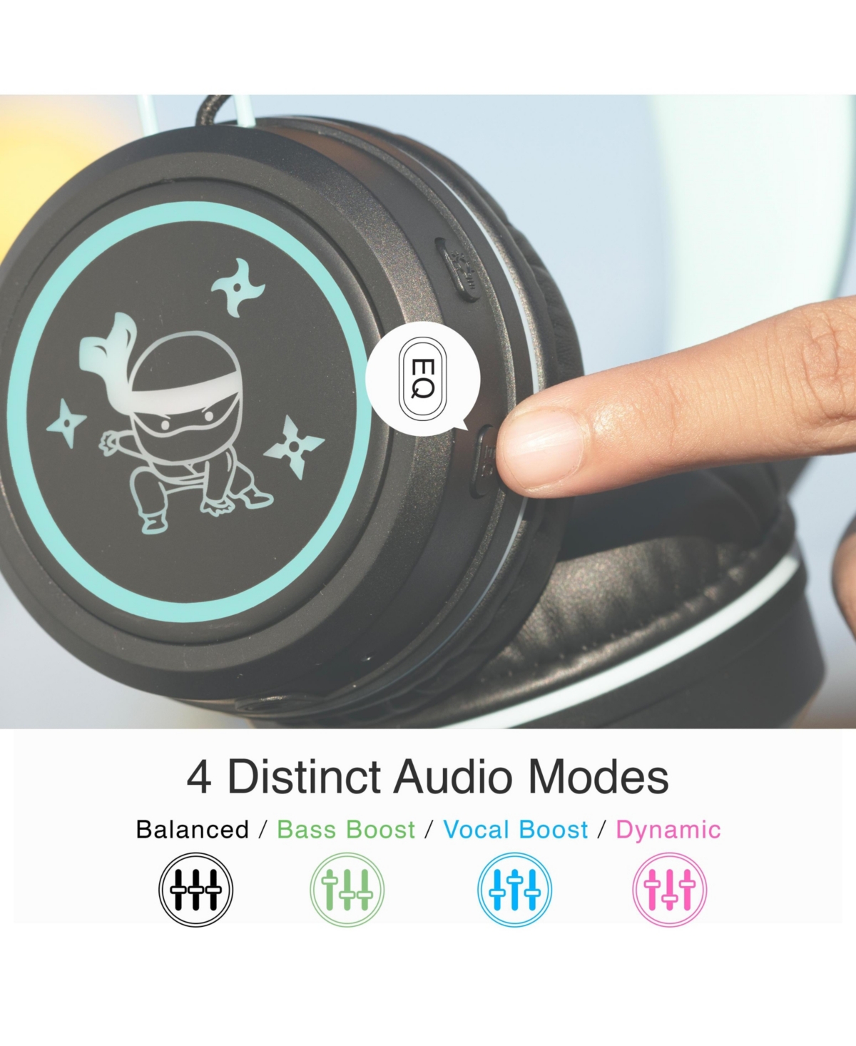 Mee audio KidJamz KJ55BT Safe Listening Bluetooth Wireless Headphones for Kids w/ Led Lights