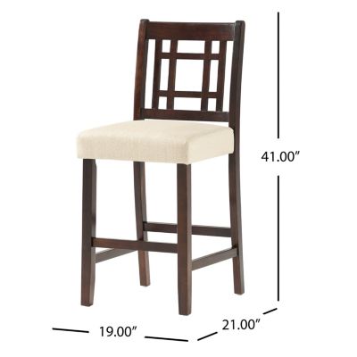 Set of 2 Counter Height Chairs with 5cm Cushion, Wooden Back Bar Stools-The Pop Home