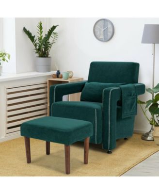 Modern Berber Fleece Single Sofa Chair with Ottoman and Waist Pillow