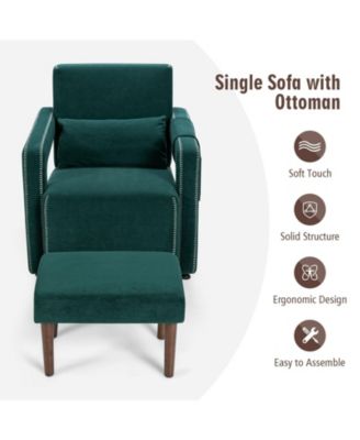 Modern Berber Fleece Single Sofa Chair with Ottoman and Waist Pillow