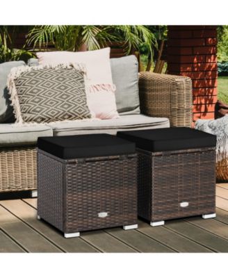 2 Pieces Patio Ottoman with Hidden Storage Space