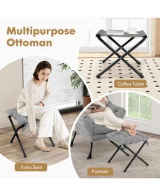 Modern Accent Chair with Folding Footrest and Head Pillow