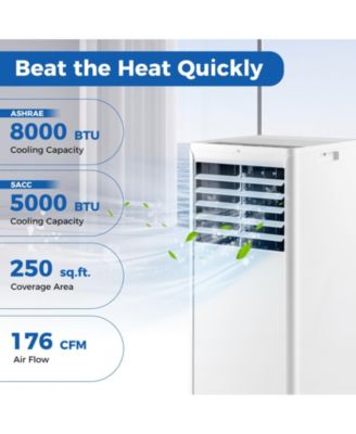 4-in-1 8000 BTU Portable Air Conditioner with Fan and Dehumidifier