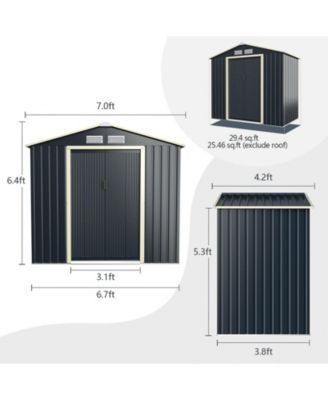 7 Feet x 4 Feet Metal Storage Shed with Sliding Double Lockable Doors