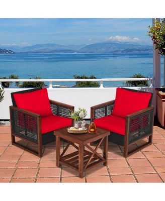 3 Pieces Acacia Wood Patio Furniture Set with Table