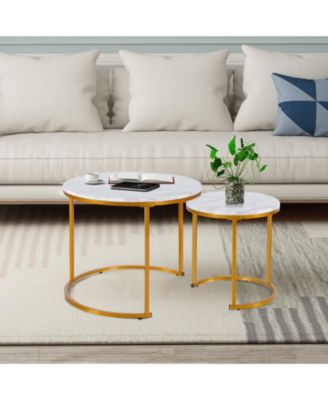 Set of 2 Modern Round Stacking Nesting Tables