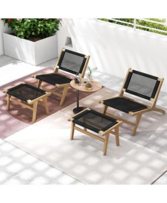 Mid Century Modern Accent Chair Farmhouse Handwoven Cordage with Ottoman