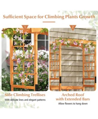 6.2 Feet Tall Patio Garden Arbor with Pergola and 2-Seat Bench for Garden Lawn Backyard Decoration