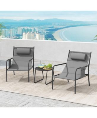 3 Piece Outdoor Bistro Set Patio Metal Chair and Table Set