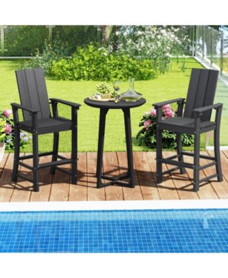 Tall Adirondack Chair Outdoor Bar Stool with Ergonomic Backrest for Backyard