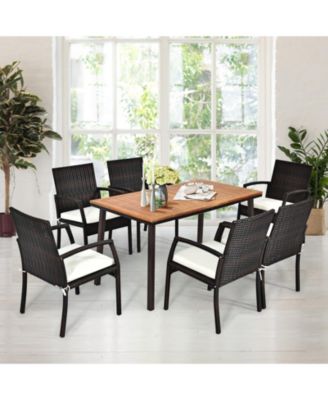 55 Inch Patio Acacia Dining Table with Umbrella Hole