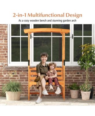 6.2 Feet Tall Patio Garden Arbor with Pergola and 2-Seat Bench for Garden Lawn Backyard Decoration