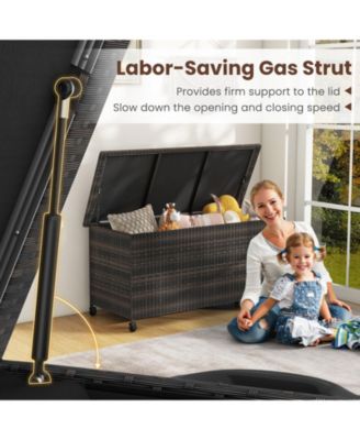 Indoor Outdoor 85 Gallon Storage Container with Waterproof Liner and Universal Wheels