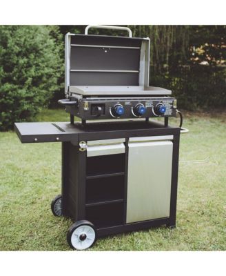 Universal Rolling Prep Cart for Portable Outdoor Griddle and Grills, Black