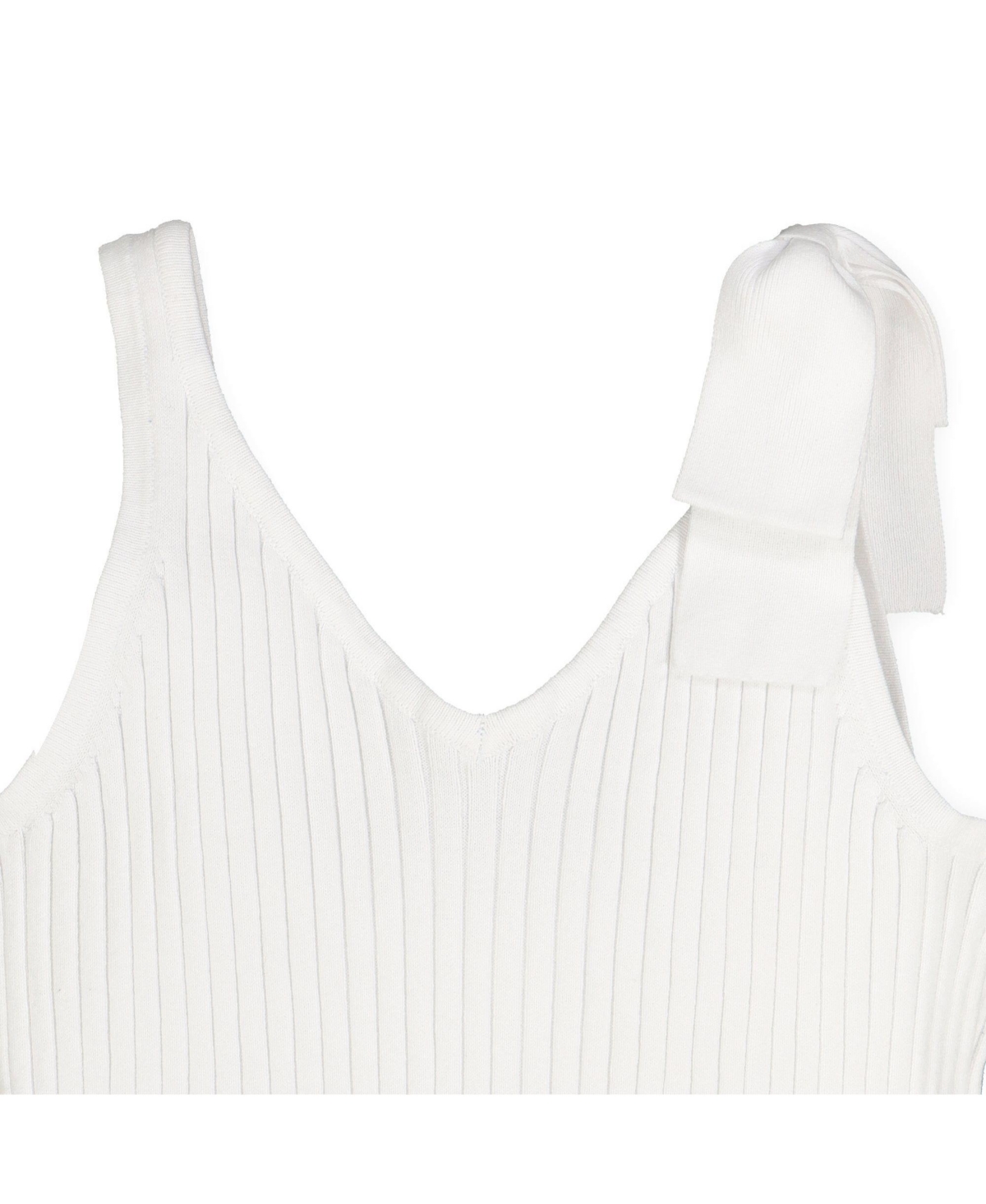 Hope & Henry Womens' V-Neck Rib Knit Tank with Bow