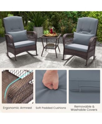 3 Pieces Rocking Bistro Set with 2-Tier Table