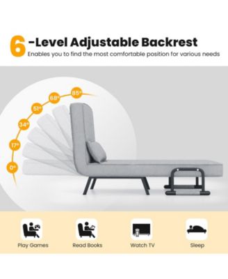 Folding 6 Position Convertible Sleeper Bed Armchair Lounge Couch with Pillow