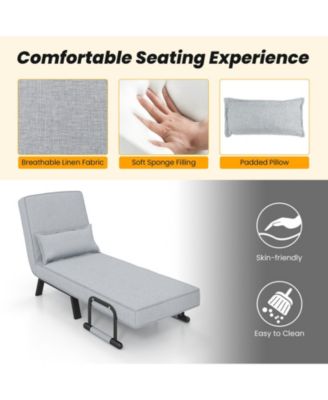 Folding 6 Position Convertible Sleeper Bed Armchair Lounge Couch with Pillow