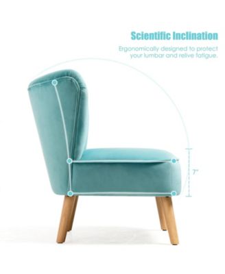 Modern Armless Velvet Accent Chair with Wood Legs