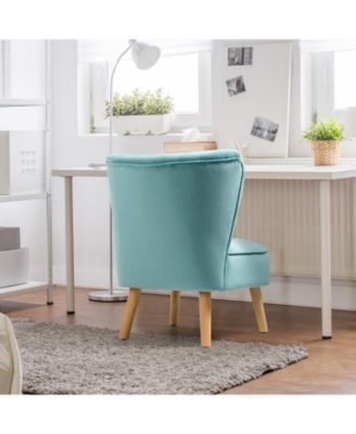 Modern Armless Velvet Accent Chair with Wood Legs