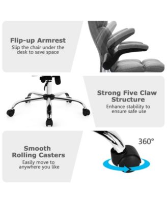 Adjustable Swivel Office Chair with High Back and Flip-up Arm