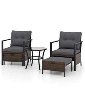 4 Piece Outdoor Furniture Set with Glass Topped Table