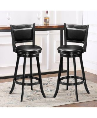 Set of 2 29 Inch Swivel Bar Height Stool Wood Dining Chair Barstool