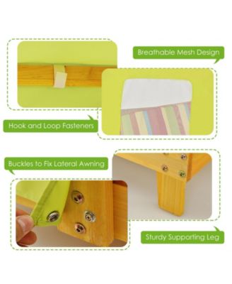 Kids Patio Lounge Chair with Cup Holders and Awning